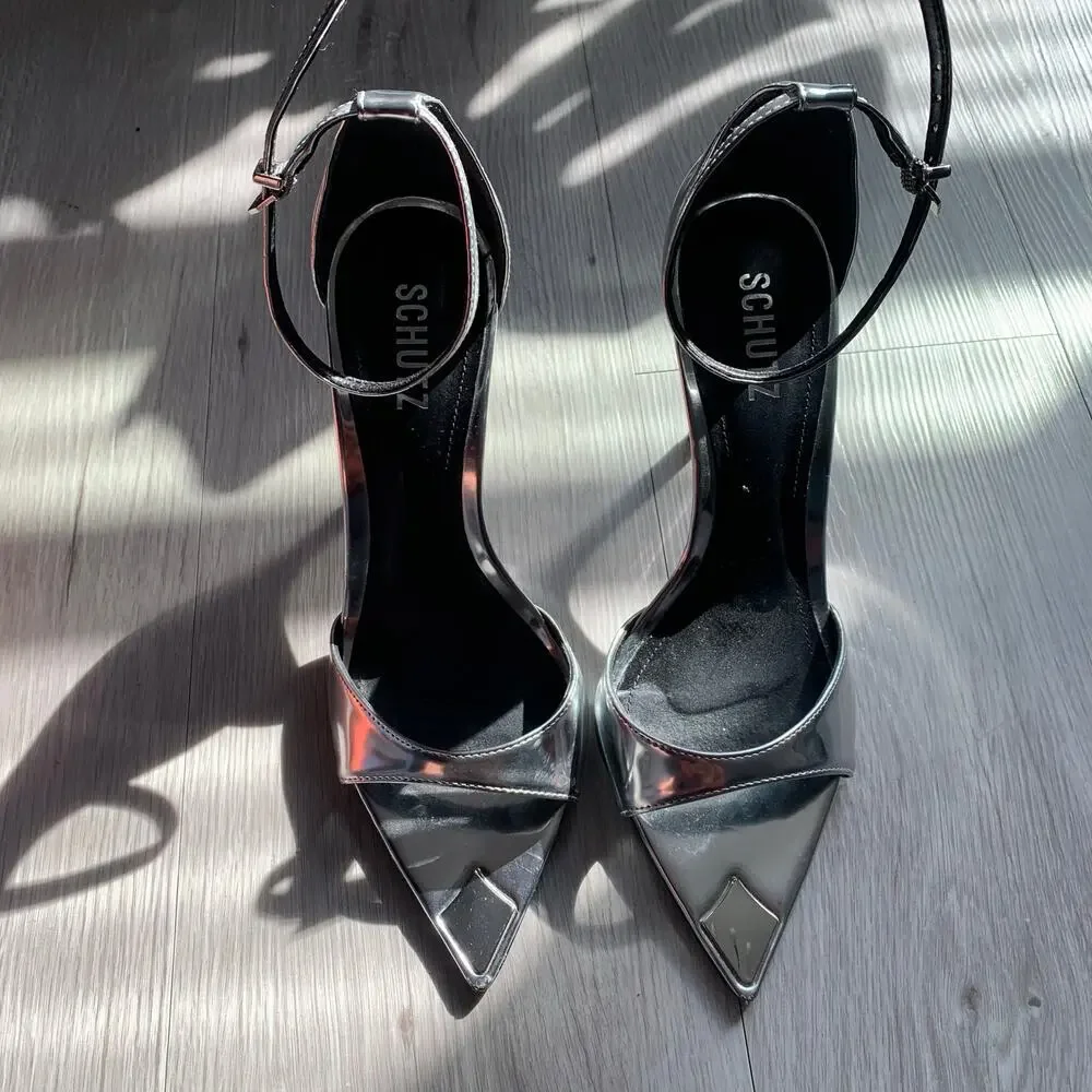 Schutz Pamela Metallic Heel Size 8.5 - Picture 2 of 5